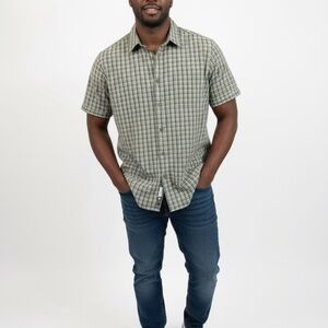 Eddie Bauer Olive Plaid Casual Shirt